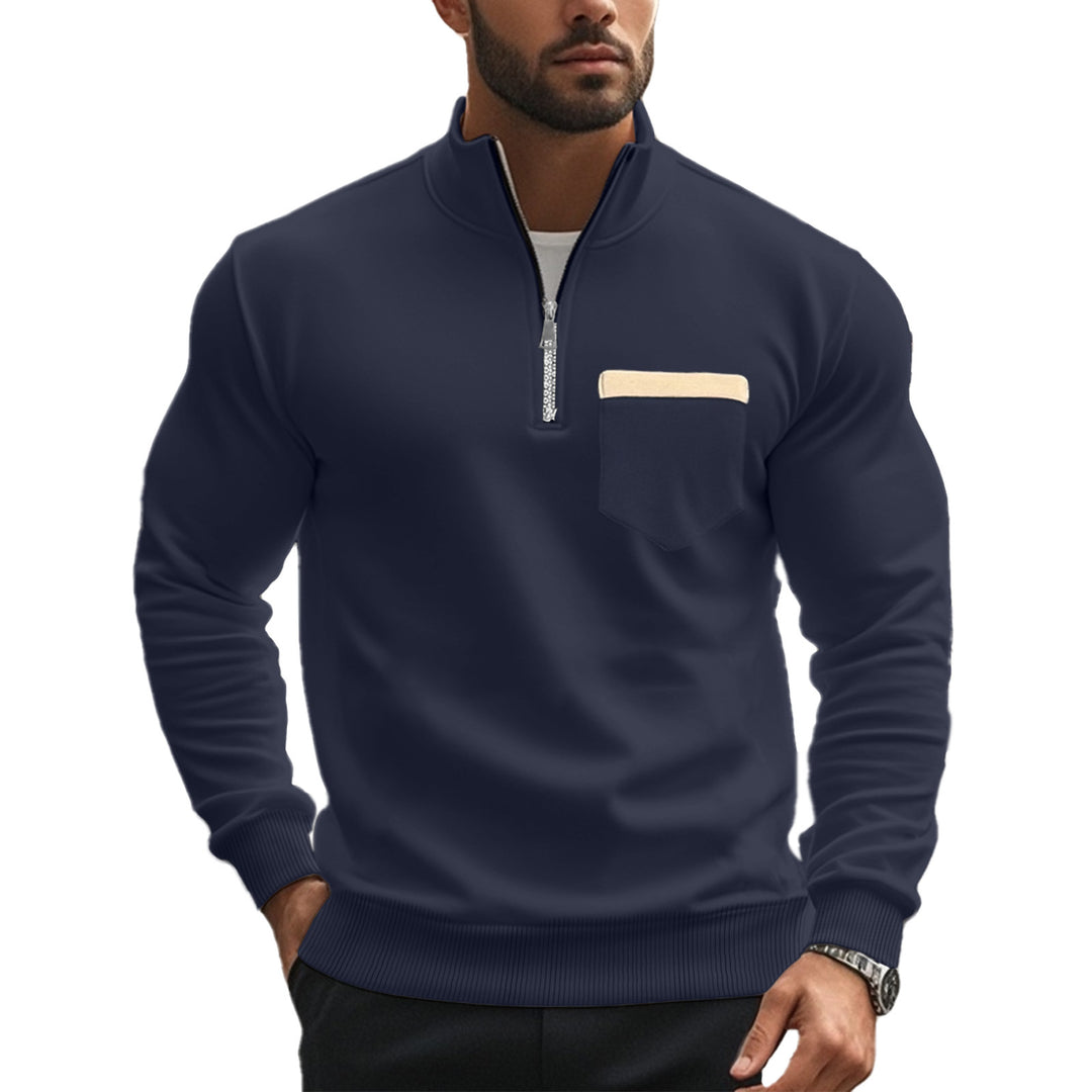 Herren nan thermischer Halbzip-Pullover mit Stehkragen und wärmendem Fleece-Innenfutter Drune