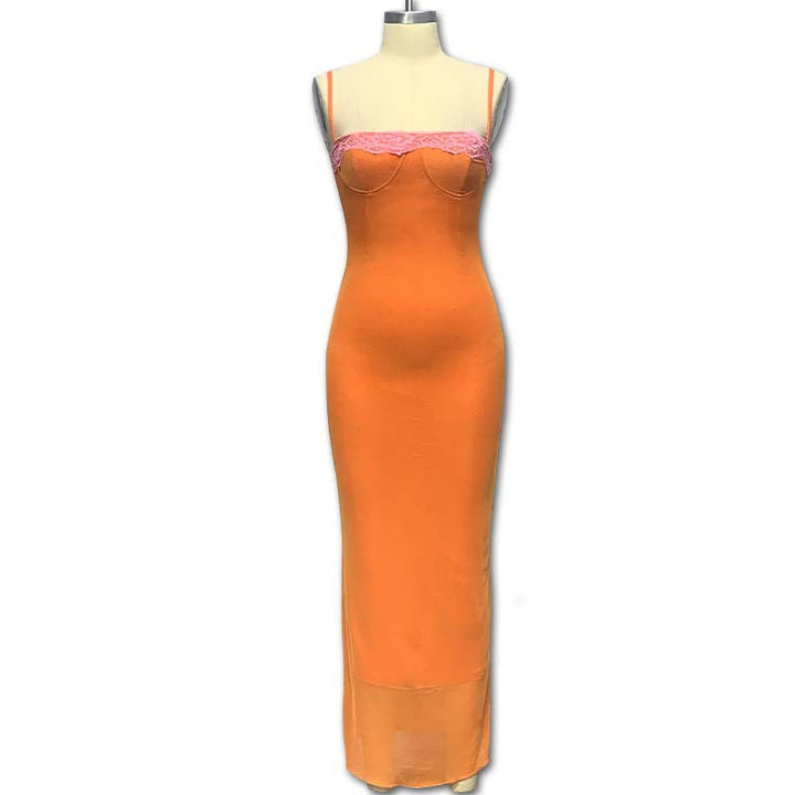 Damen Maxikleid mit verführerischem Spitzenoberteil Drune