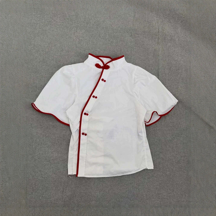 Damen Elegante Chiffon-Bluse mit Stehkragen und Rüschendetails Drune