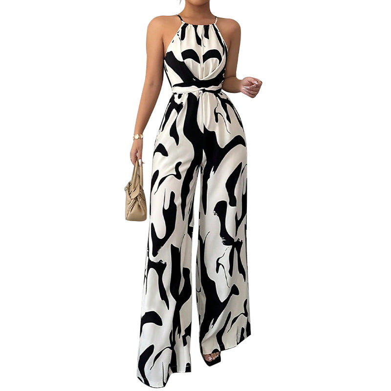 Damen Eleganter Jumpsuit mit aufregendem Muster und weitem Bein Drune