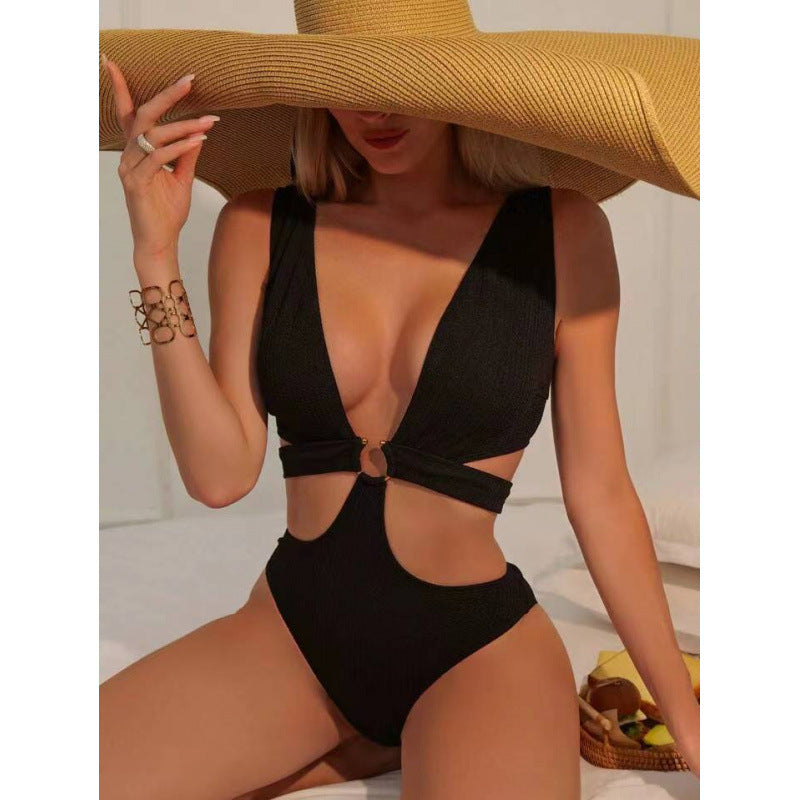 Damen Cut-Out Badeanzug mit elegantem Wickeldetail Drune
