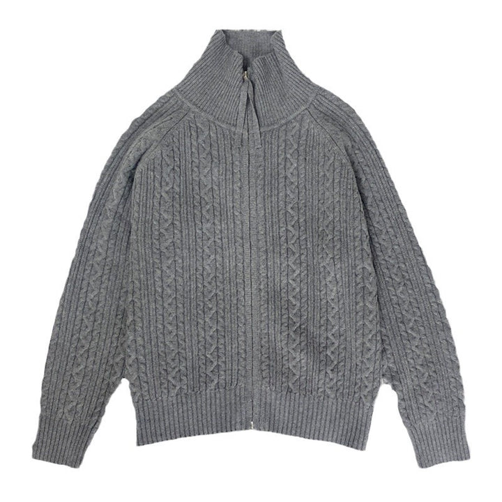 Damen Strickjacke mit hohem Kragen und Zipper Drune