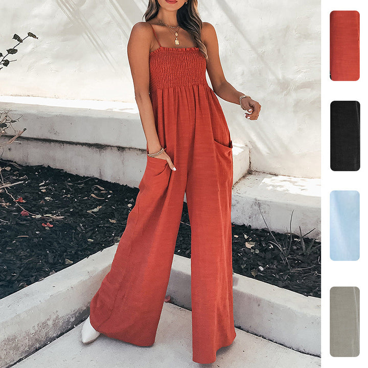 Damen Lässiger Jumpsuit mit weitem Schnitt und praktischen Taschen Drune