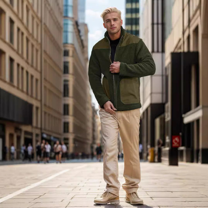 Herren kuschelige Fleecejacke mit raffinierten Taschen Drune
