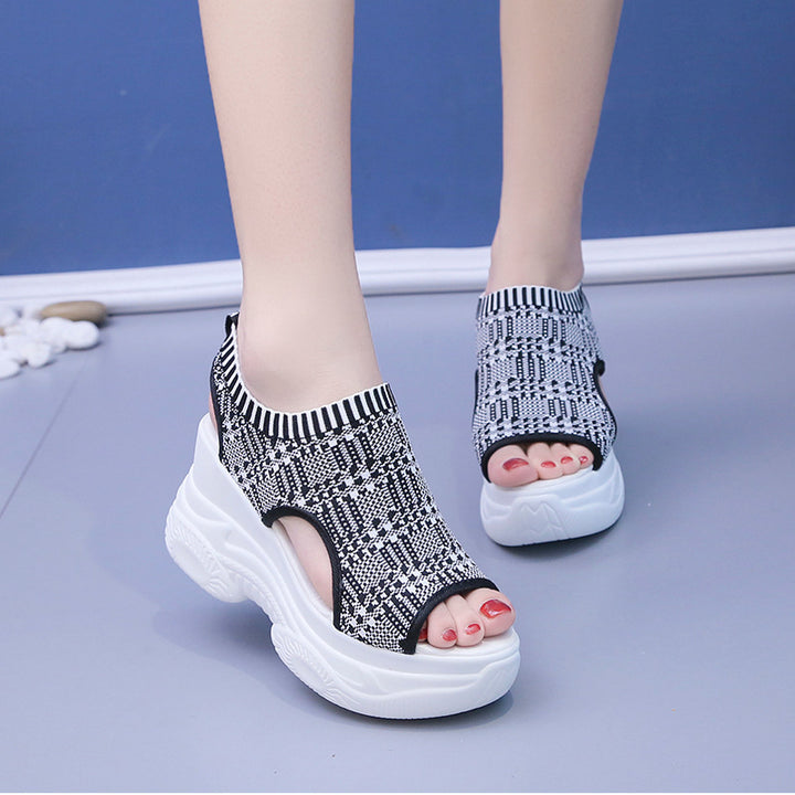 Damen nan Plateau-Sandalen mit elastischem Strickschaft und sportlicher Profilsohle Drune