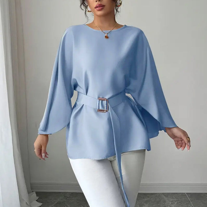 Damen Elegantes Oberteil mit weitem Schnitt und dekorativem Gürtel Drune
