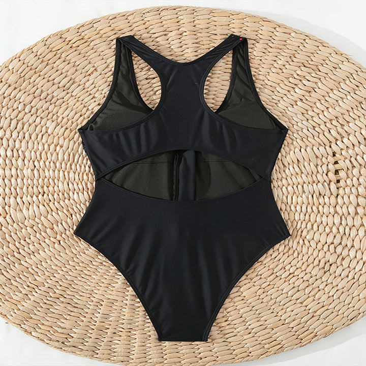 Damen Einteiler Badeanzug mit durchgehendem Reißverschluss und Racerback-Design Drune