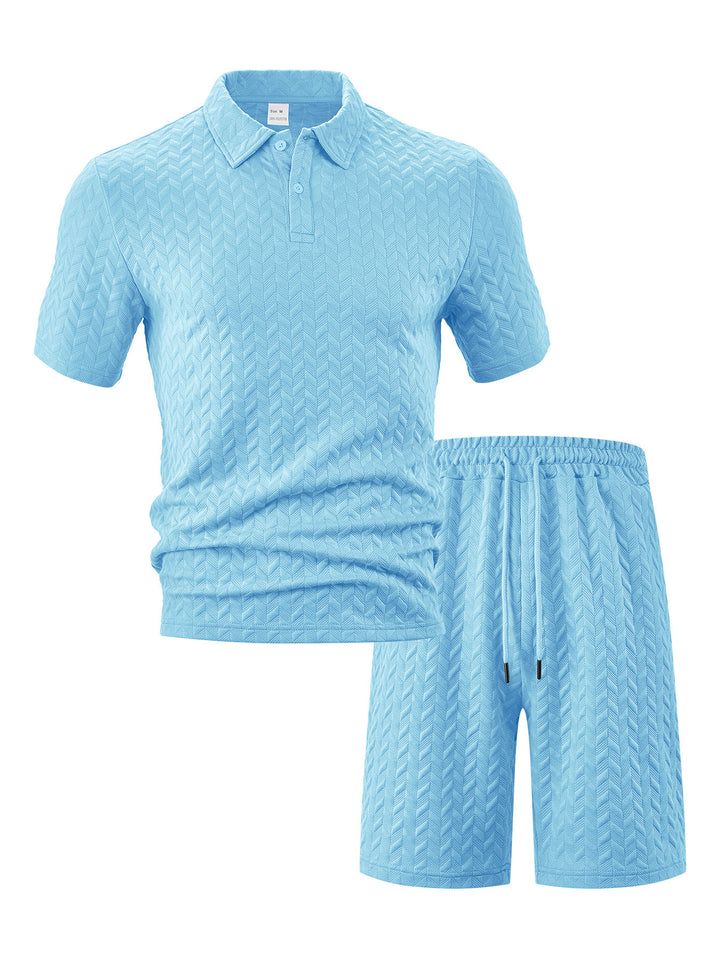 Herren nan strukturiertes Polo-Set aus atmungsaktiver Baumwollmischung Drune