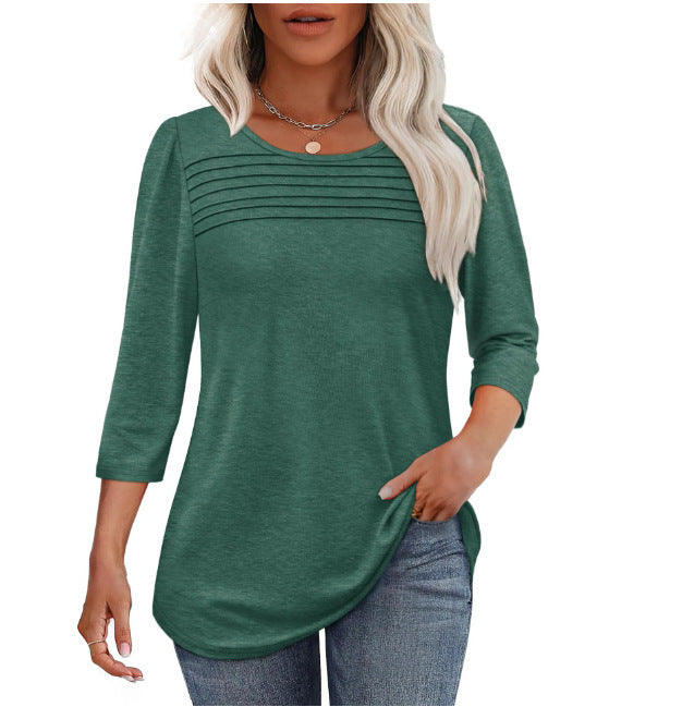 Damen Langarmshirt mit Plissee-Details Drune