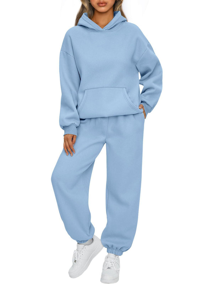 Damen nan kuscheliges oversized Hoodie und Jogginghose Lounge Set aus Baumwollmischung Drune