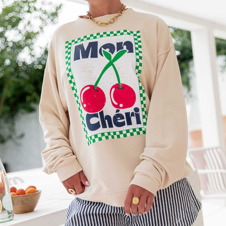 Damen Sweatshirt mit kreativem Obstmotiv und lässigem Schnitt Drune
