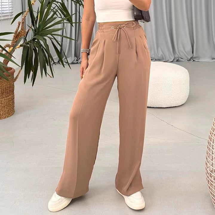 Damen Weite Freizeithose mit elastischem Bund und verstellbarem Kordelzug Drune