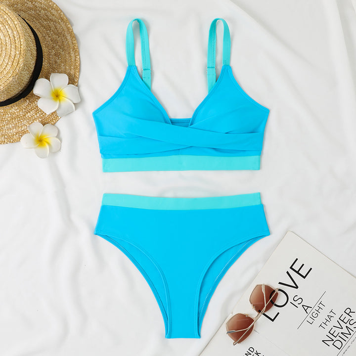 Damen Bikini-Set mit innovativem Wickeloberteil und hohem Taillenbund Drune