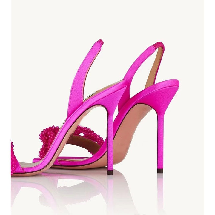 Damen Elegante Hochhackige Slingback-Sandalen mit Verziertem Schleifen-Detail Drune