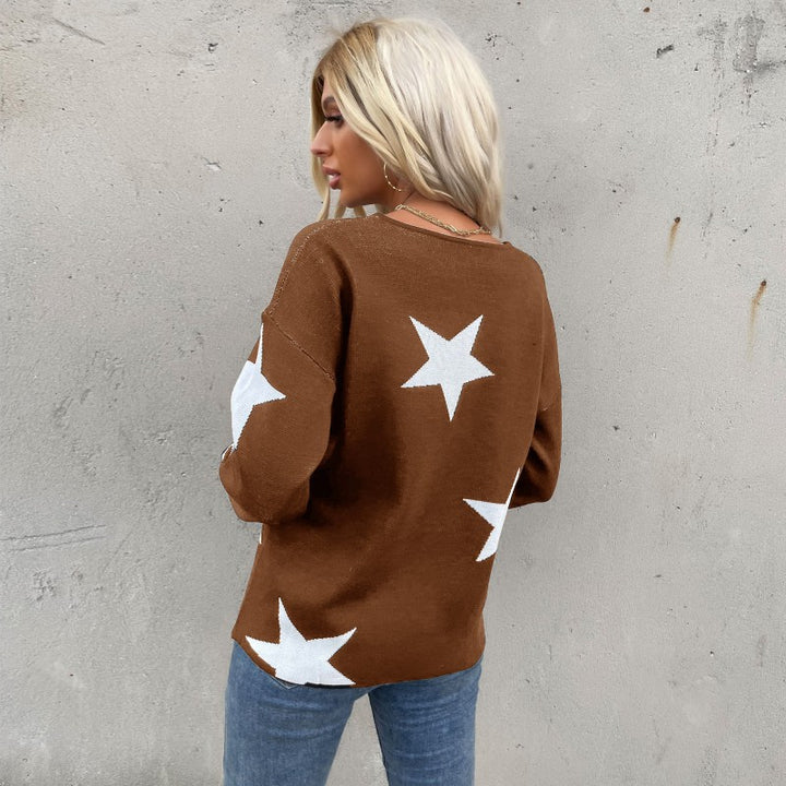 Damen Strickpullover mit Sternenmotiv und lässigem Schnitt Drune