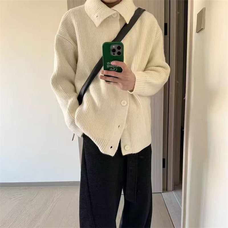 Damen lässiger Strickcardigan mit Button-Down-Verschluss und oversized Schnitt Drune