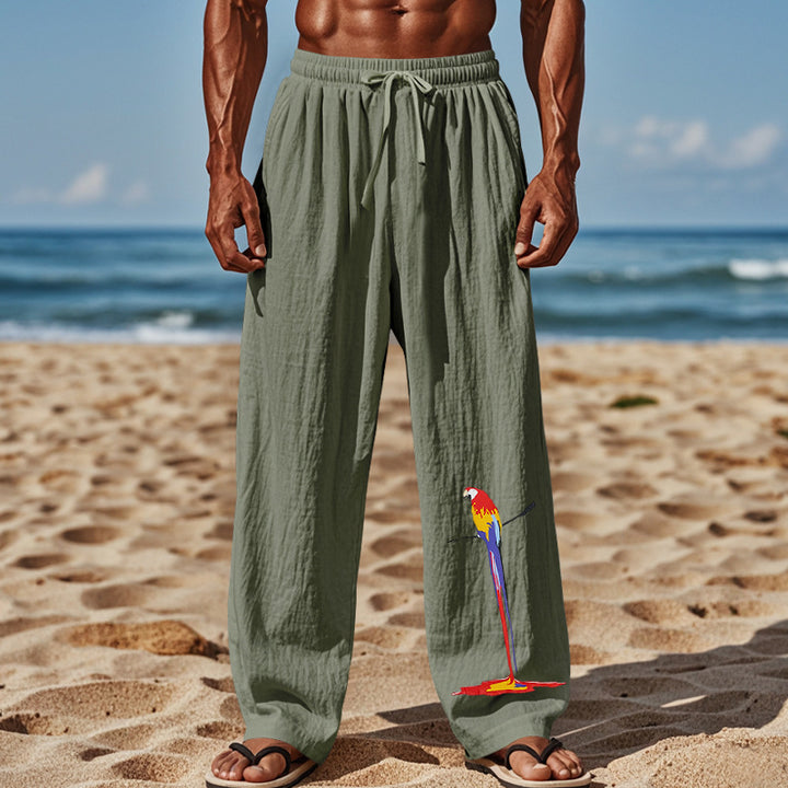 Herren Strandhose aus leichtem, atmungsaktivem Gewebe mit buntem Print Drune