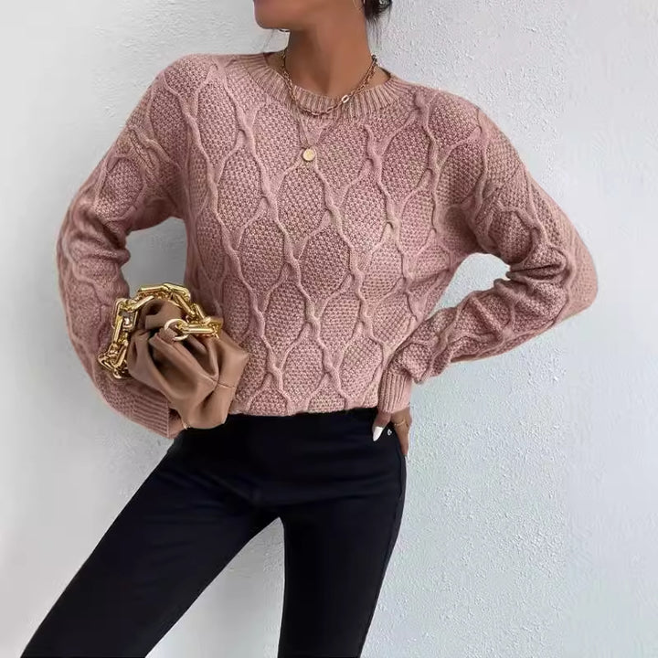 Damen Grobstrickpullover mit kreativem Zopfmuster und moderner Passform Drune