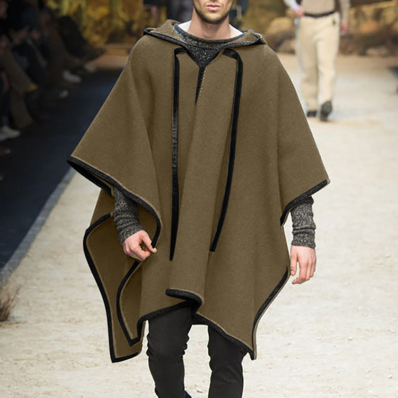 Herren modischer Kapuzenponcho aus atmungsaktivem Material Drune