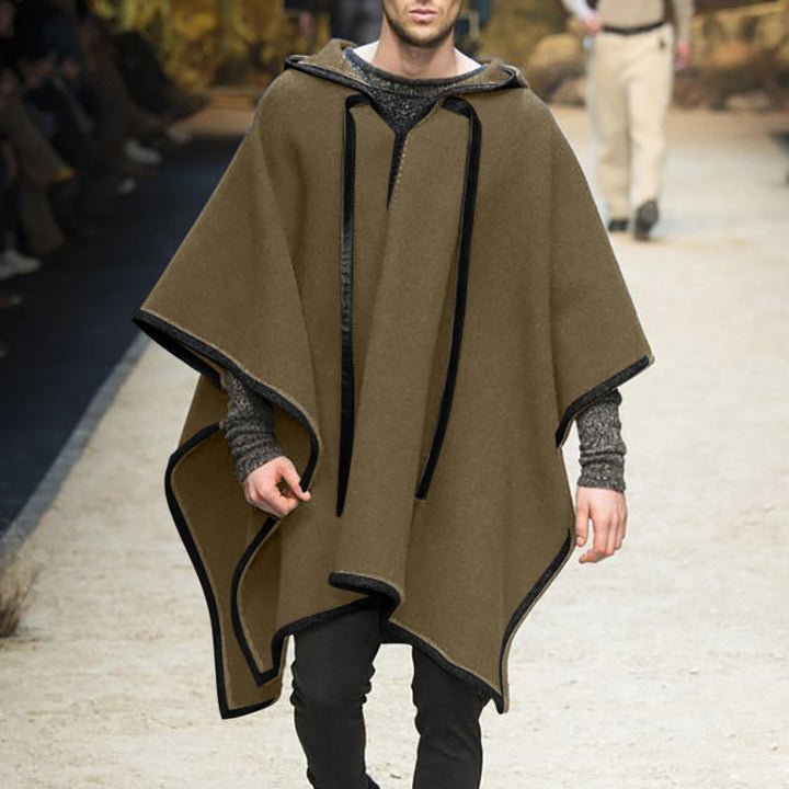 Herren modischer Kapuzenponcho aus atmungsaktivem Material Drune