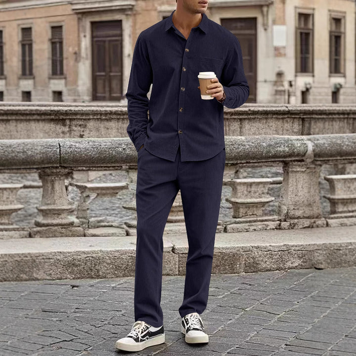 Herren elegantes Freizeitanzug mit stilvollem Hemd und bequemer Hose Drune