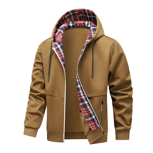 Herren sportliche Hybridjacke mit innenliegenden Karomuster Drune