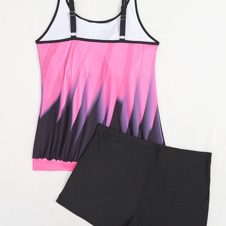 Damen Sportliches Tankini-Set mit farbenfrohem Oberteil und bequemen Shorts Drune