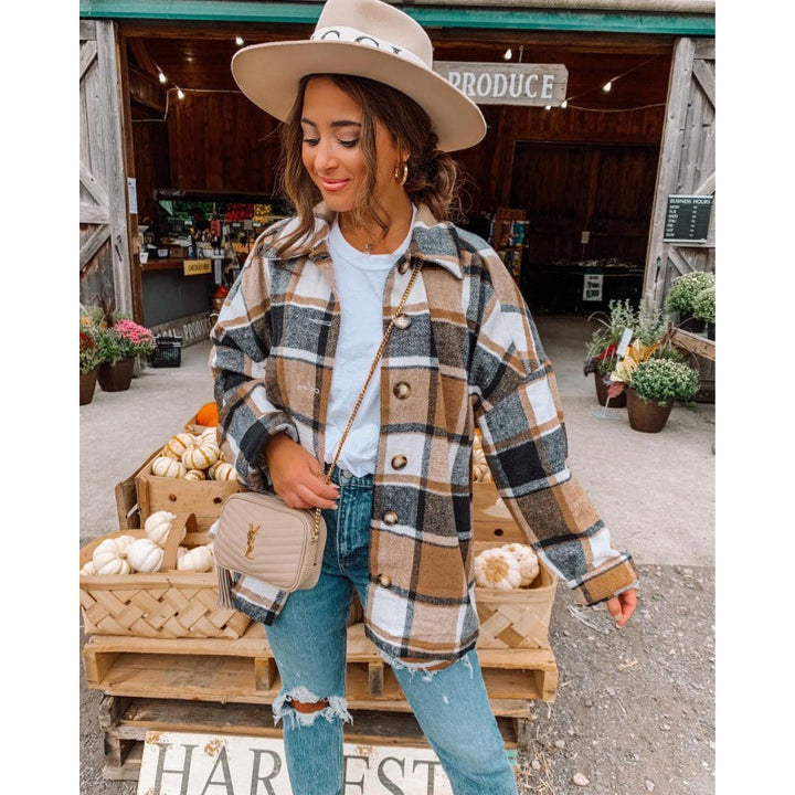 Damen Karierte Flanelljacke Drune