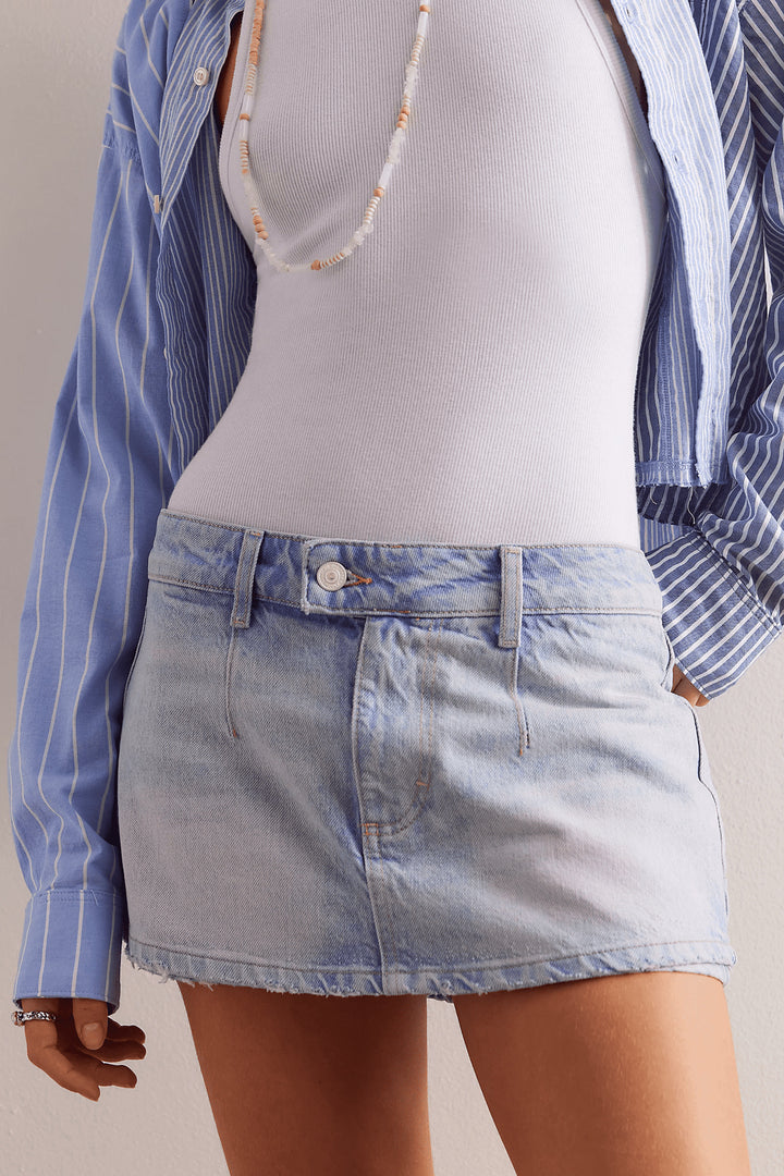 Damen Denim-Minirock mit fransigem Saum und lässigem Schnitt Drune