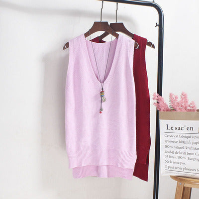 Damen Ärmelloses Stricktop mit V-Ausschnitt und Feinstrickstruktur Drune