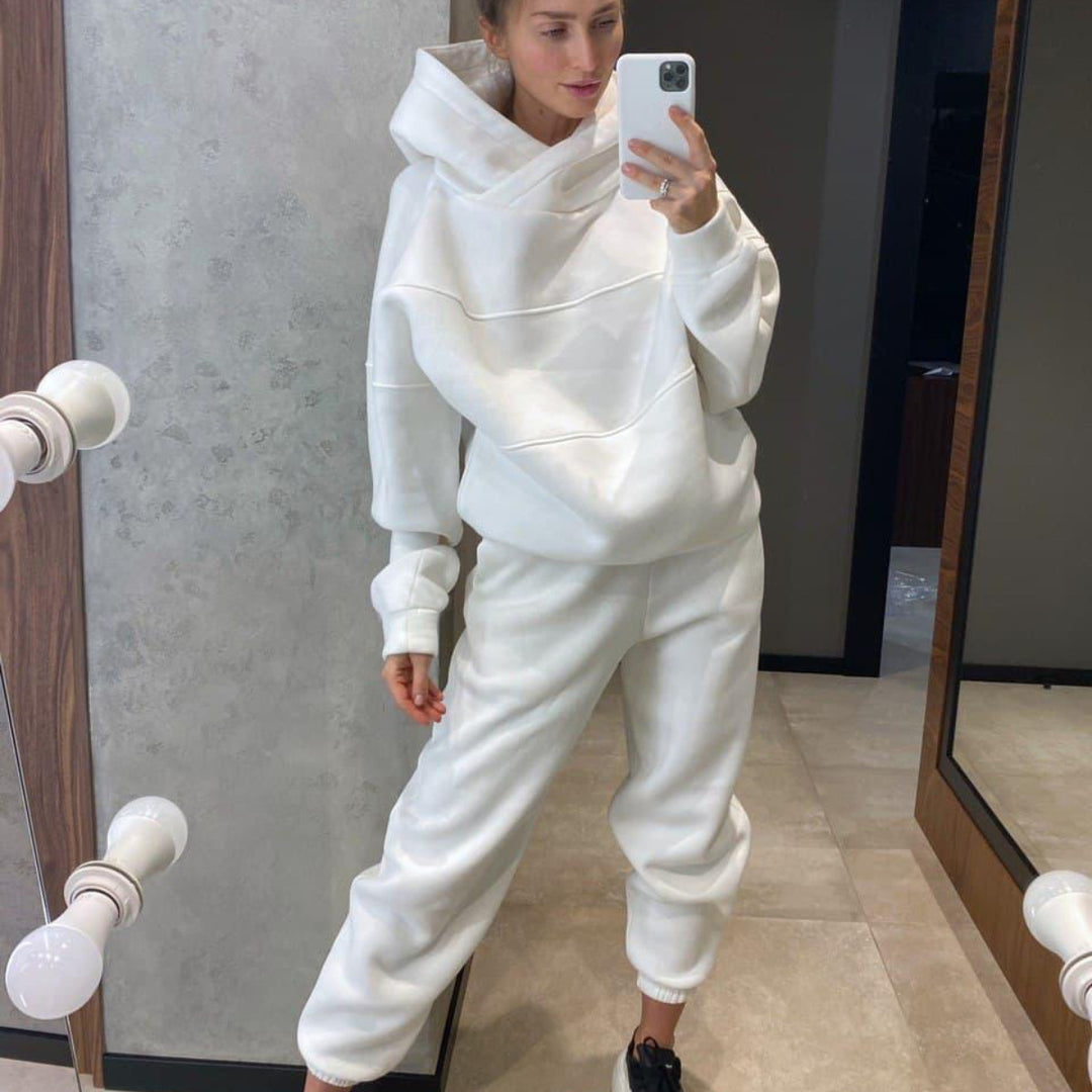 Damen Sportliches Kapuzen-Sweatshirt und Jogginghose Set Drune