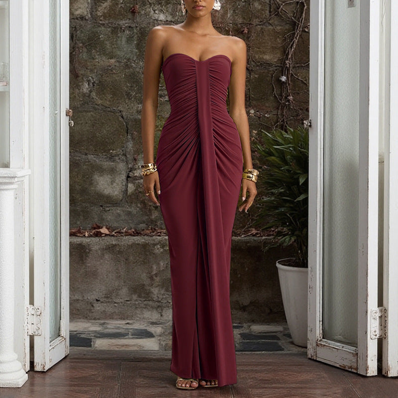 Damen figurbetontes Cocktailkleid mit Raffungen und herzförmigem Ausschnitt Drune