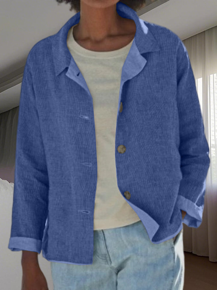 Damen Leichte und lässige Baumwolljacke mit geknöpften Details Drune