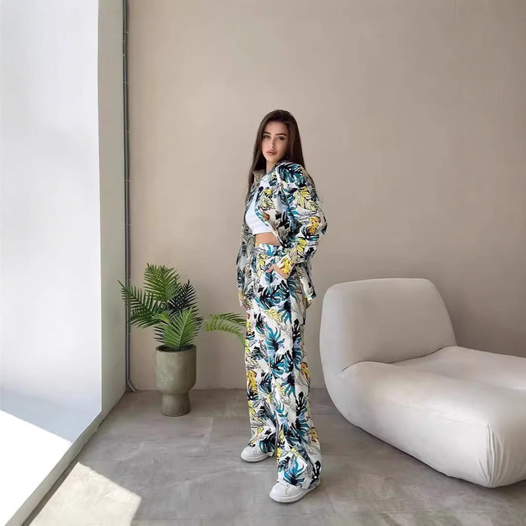 Damen lässiges Freizeit-Lounge-Set mit floralem Muster Drune