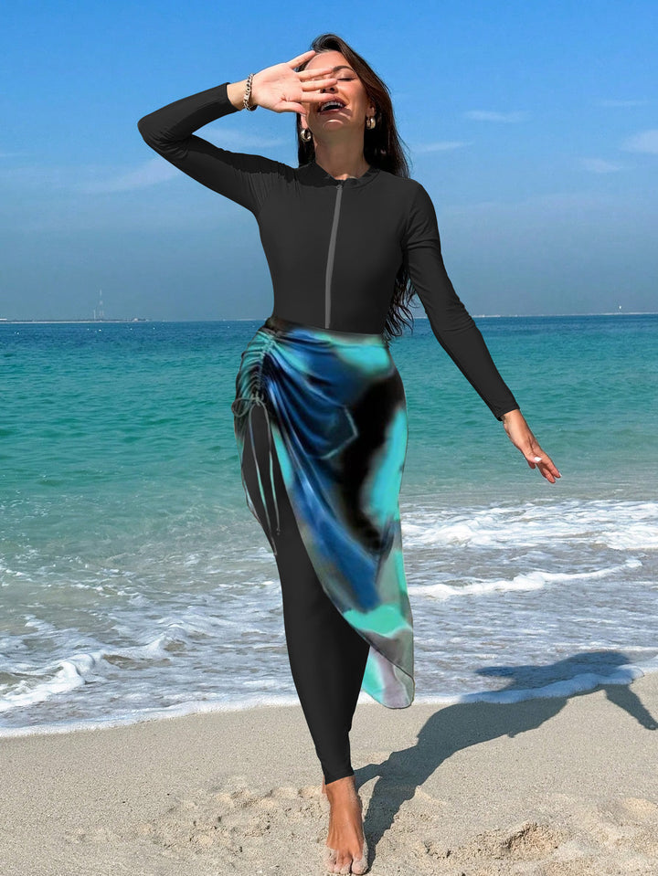Damen sportlicher Langarm-Surfsuit mit raffinierten Wickeldetails Drune