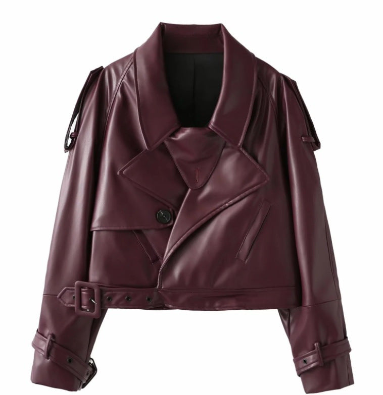 Damen Bikerjacke aus hochwertigem Kunstleder mit asymmetrischem Reißverschluss Drune