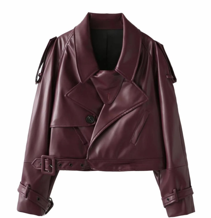 Damen Bikerjacke aus hochwertigem Kunstleder mit asymmetrischem Reißverschluss Drune