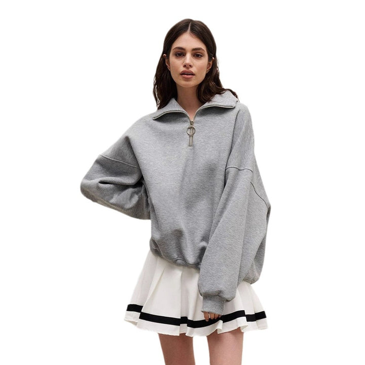 Damen Sportlicher Stehkragen Pullover Drune