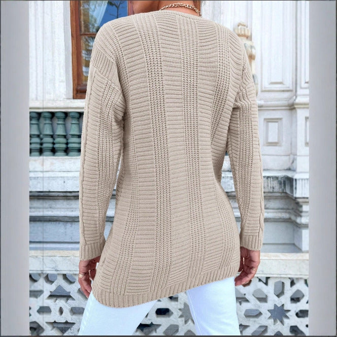Damen Strickjacke mit Kabelmuster und klassischen Knopfdetails Drune