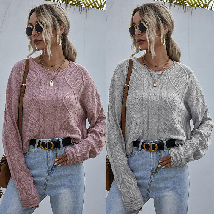 Damen kuscheliger Pullover mit strukturiertem Zopfmuster Drune