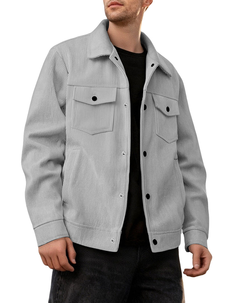 Herren nan Cordjacke im klassischen Arbeiterjacken-Schnitt mit Druckknöpfen und Brusttaschen Drune