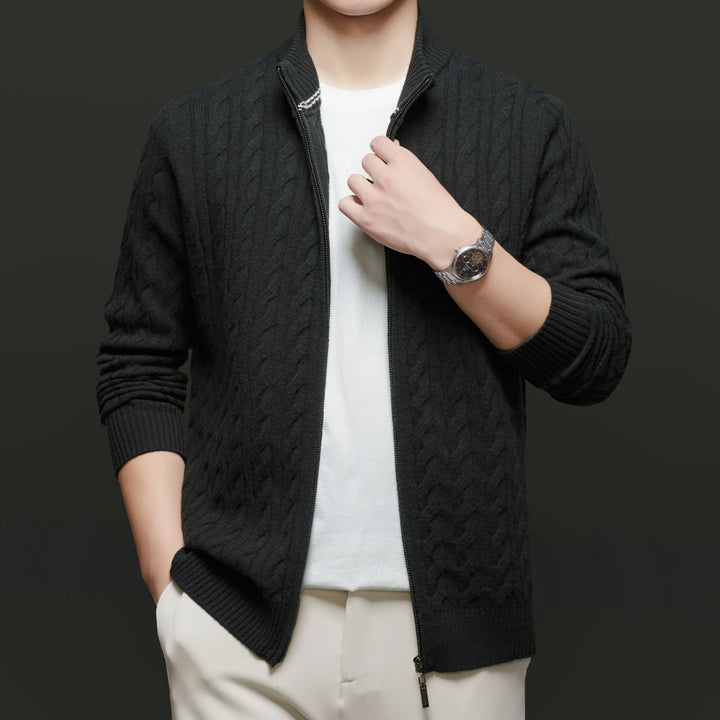 Herren Strickjacke mit modernem Zopfdesign Drune