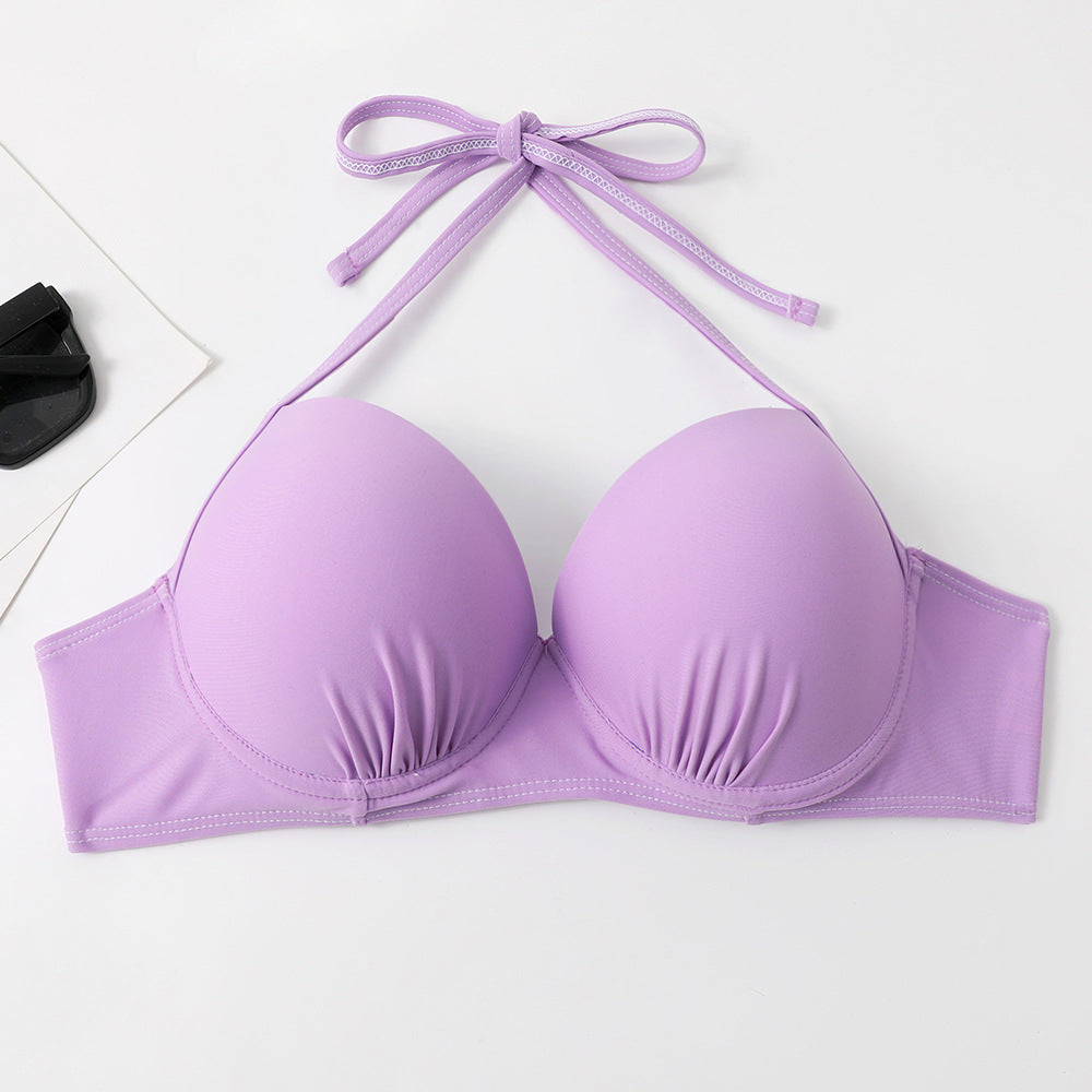 Damen hochgeschnittener Bikini mit gepolstertem Oberteil und elegantem Wickelband Drune