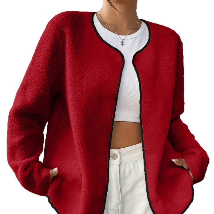 Damen lässige Fleecejacke mit offenem Schnitt und praktischen Taschen Drune
