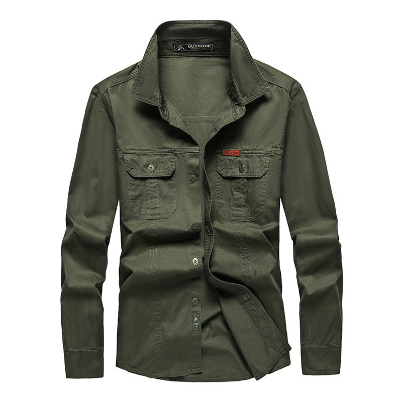 Herren nan Hemdjacke aus robustem Baumwoll-Twill mit verstärkten Brusttaschen Drune