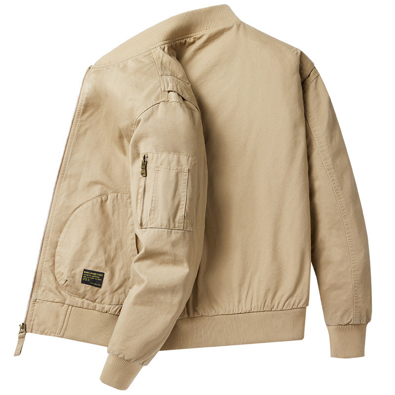 Herren  Baumwoll-Twill Utility Flight Bomberjacke mit geripptem Saum, Ärmeln, Reißverschlusstaschen und verstärkten Patten pockets Drune