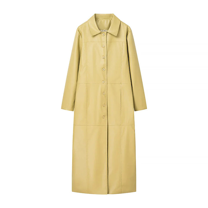 Damen elegante Kunstledermantel Drune