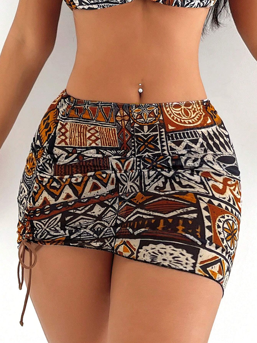 Damen Triangel-Bikini mit kontrastierenden Mustern Drune
