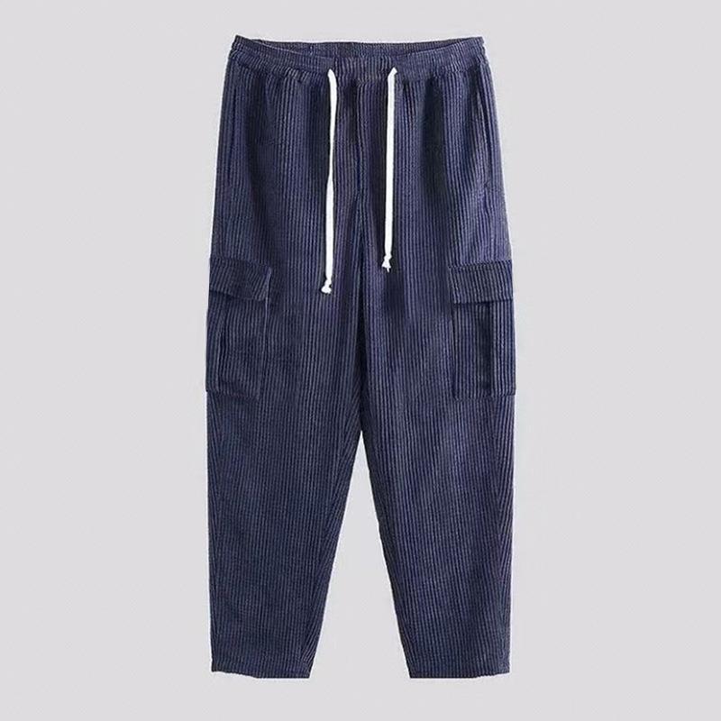 Herren nan Cord-Cargo-Jogginghose mit elastischem Komfortbund, Kordelzug und aufgesetzten Cargotaschen Drune