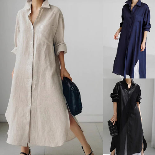 Damen Langarmhemdkleid Drune